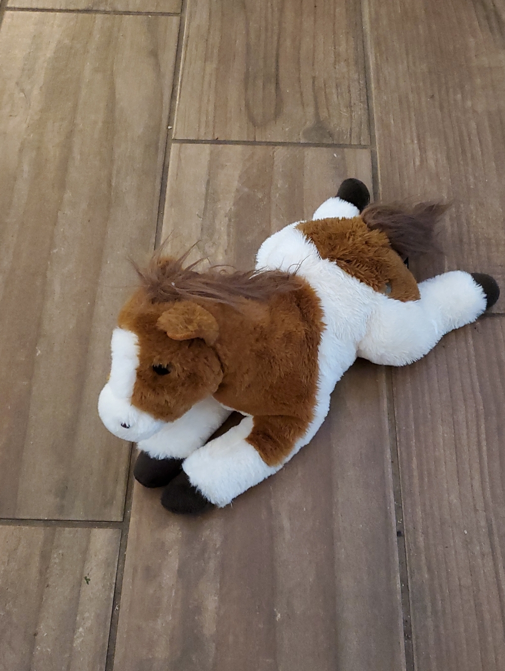Brown & White Plush Horse Toy - Soft Cuddly Pony
